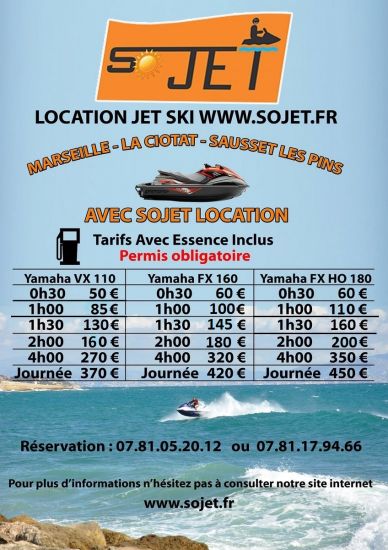 Louer un jet ski à Marseille avec permis : YAMAHA HO 1.8 180cv - 3 places : Bob/Néné